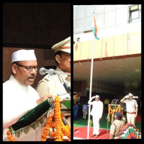 स्वतंत्रता दिवस के अवसर पर मंडल रेल कार्यालय रायपुर में मंडल रेल प्रबंधक श्री कौशल किशोर ने राष्ट्रीय ध्वज फहराया