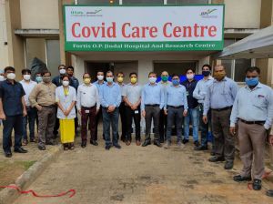 नवीन जिन्दल द्वारा रायगढ़ में बनवाया 90 बिस्तरों वाला विशेष कोविड केयर सेंटर`