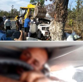 बलरामपुर: NH 343 पर तेज रफ्तार सब्जी वाहन पेड़ से टकराया, ड्राइवर कि मौके पर हुई दर्दनाक मौत