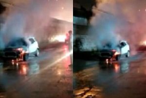 RAIPUR BREAKING : राजधानी में चलती कार में लगी भीषण आग, कोई जनहानि नहीं, देखें VIDEO