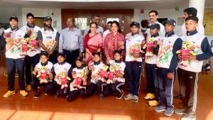 खेलो इंडिया यूथ गेम्स 2022 : खेल एवं युवा कल्याण विभाग द्वारा पदक विजेता मलखंब खिलाड़ियों का स्वागत