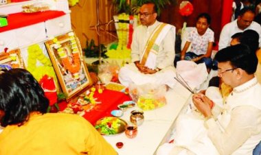 मैक प्रांगण में श्रीगणेश भगवान की मूर्ति स्थापित कर विधि और विधान सहित की गई पूजा अर्चना