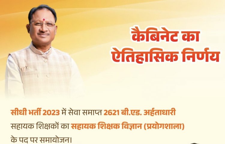 BIG ब्रेकिंग : कैबिनेट का ऐतिहासिक निर्णय,बर्खास्त 2621 सहायक शिक्षकों का इन पदों पर होगा समायोजन…