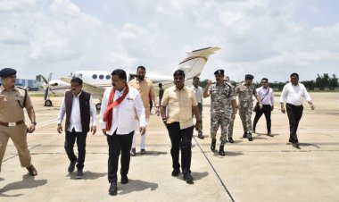 उप मुख्यमंत्री विजय शर्मा और वन मंत्री  केदार कश्यप का एयरपोर्ट में किया गया आत्मीय स्वागत