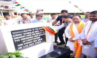 मुख्यमंत्री विष्णु देव साय ने मैनपाट में बुद्ध प्रतिमा का किया अनावरण, तिब्बती समाज ने परंपरागत तरीके से किया स्वागत