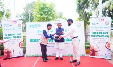 जशपुर जिले के सन्ना पंडरापाठ में तीरंदाजी अकादमी स्थापित करने हेतु एनटीपीसी के साथ हुआ एग्रीमेंट