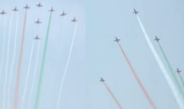 तिरंगे के रंग में रंगा आसमान, राज्योत्सव के आखिरी दिन सूर्यकिरण एरोबेटिक टीम ने किया हैरतअंगेज हवाई करतब