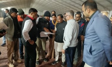 राष्ट्रपति श्रीमती द्रौपदी मुर्मु का प्रस्तावित अम्बिकापुर दौरा की तैयारियों का आदिम जाति विकास मंत्री  रामविचार नेताम ने कार्यक्रम स्थल का किया निरीक्षण