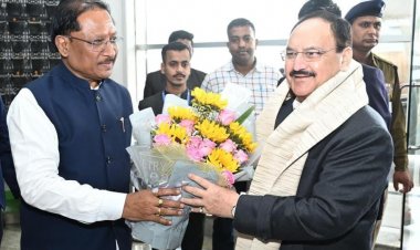 मुख्यमंत्री  विष्णुदेव साय ने केंद्रीय स्वास्थ्य एवं परिवार कल्याण मंत्री जे पी नड्डा का किया आत्मीय स्वागत