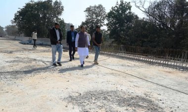 उप मुख्यमंत्री अरुण साव ने पुल निर्माण कार्य का किया औचक निरीक्षण