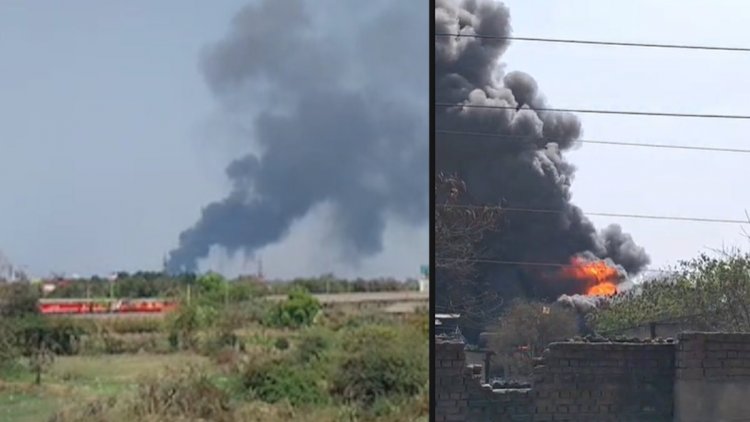 CG – आइल फैक्ट्री में लगी भीषण आग : आसमान में छाया काले धुएं का गुबार, इलाके में मची अफरा-तफरी