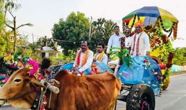 CG – विधायक का स्वैग : बैलगाड़ी पर सवार होकर बारात पहुंचे विधायक, बारात में दिखी छत्तीसगढ़ी संस्कृति की झलक