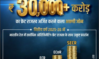 दक्षिण पूर्व मध्य रेलवे ने ₹30,000 करोड़ से अधिक मूल माल राजस्व अर्जन कर स्थापित की नई उपलब्धि !