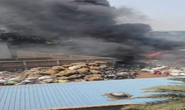 बर्तन गोदाम में भीषण आग, लाखों का सामान जलकर खाक