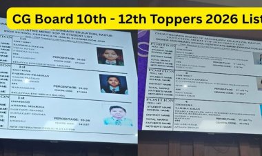 CG Board 10th – 12th Toppers 2026 List : 12वीं में जिज्ञासु वर्मा और 10वीं में संध्या नायक, परीरानी और अंशुल शर्मा समेत 3 ने किया टॉप, देखें सभी TOPPERS की लिस्ट