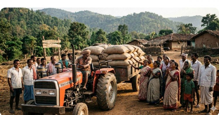 अबूझमाड़ की दुर्गम पहाड़ियों काे लांघकर पहली बार राशन पहुँचा हितुल