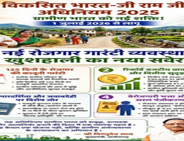 विकसित भारत-जी राम जी अधिनियम 2025 : ग्रामीण छत्तीसगढ़ के सशक्तिकरण का नया अध्याय