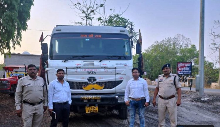 रेत के अवैध परिवहन पर बड़ी कार्रवाई, 6 हाइवा और 3 ट्रैक्टर जब्त
