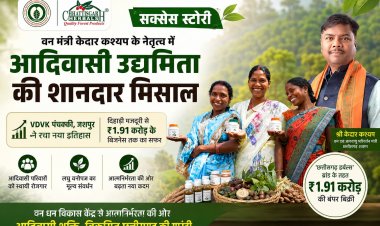 वन मंत्री केदार कश्यप के नेतृत्व में आदिवासी आर्थिक सशक्तिकरण की मिसाल: जशपुर के वन धन विकास केंद्र ने खड़ा किया ₹1.91 करोड़ का कारोबार