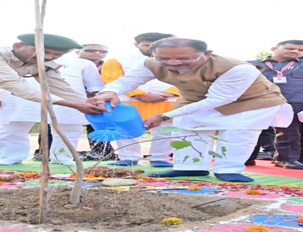 मुख्यमंत्री साय ने एक पेड़ मां के नाम अभियान के तहत किया पीपल का पौधारोपण