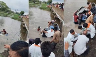 राजगढ़ में बड़ा हादसा: पुल से फिसलकर नाले में गिरी कार, सात की मौत