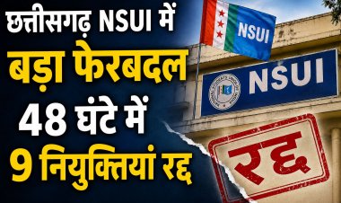 छत्तीसगढ़ NSUI में बड़ा फेरबदल, 48 घंटे में 9 नियुक्तियां रद्द; संगठन में मची हलचल
