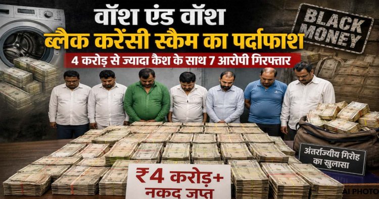 वॉश एंड वॉश ब्लैक करेंसी स्कैम का पर्दाफाश : 4 करोड़ से ज्यादा कैश के साथ अंतरराज्यीय गिरोह के 7 आरोपी गिरफ्तार