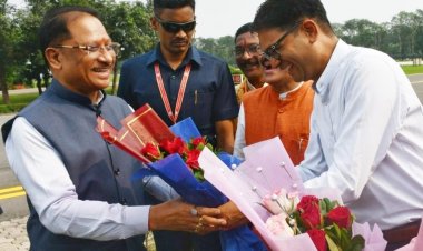 रायगढ़ पहुंचने पर मुख्यमंत्री  विष्णुदेव साय का हुआ भव्य स्वागत