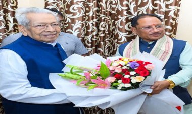 मुख्यमंत्री साय ने छत्तीसगढ़ के पूर्व राज्यपाल हरिचंदन से की सौजन्य भेंट