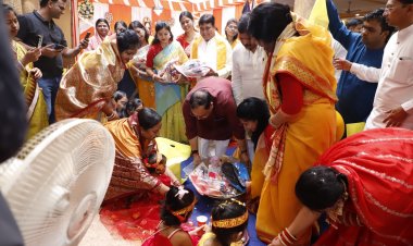 भाजपा प्रदेश कार्यालय में किया गया कन्या भोज का आयोजन