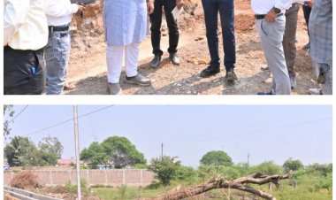 महापौर रामू रोहरा एवं कलेक्टर  अबिनाश मिश्रा ने किए जा रहे  सड़क निर्माण कार्यों का लिया जायजा